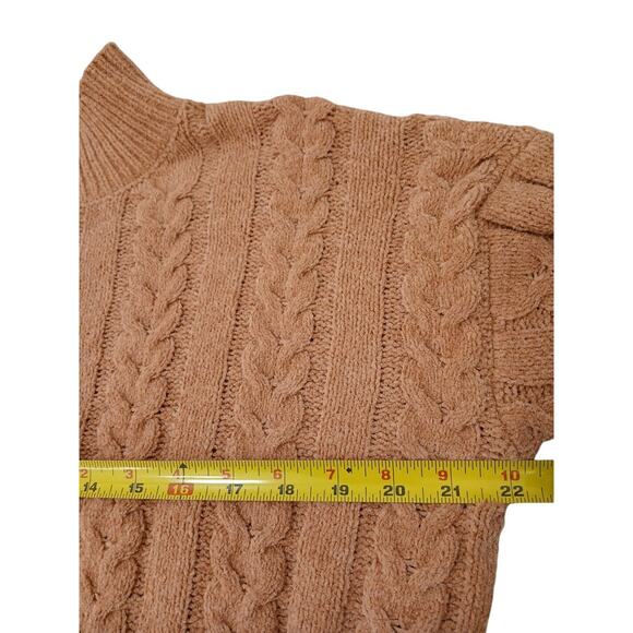 New w Tag Hippie Rose Chenile Sweater Sz M Neutral Cable Knit Cropped Preppy - Picture 8 of 12